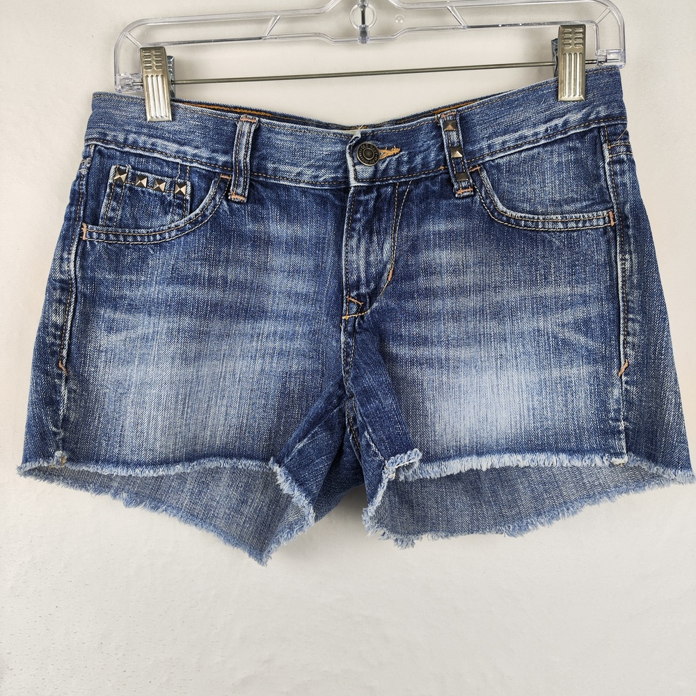Old Navy Denim Shorts Womens 4 Blue Cutoff Raw Hem Studded 2.5 In Inseam Casual